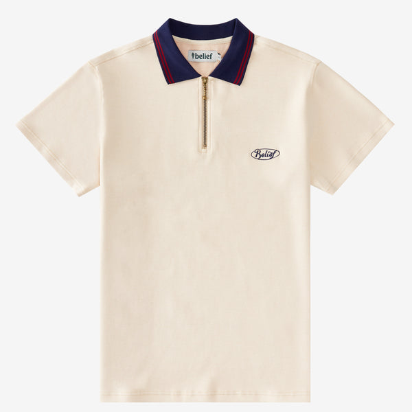 Pique 1/4 Zip Polo - Natural