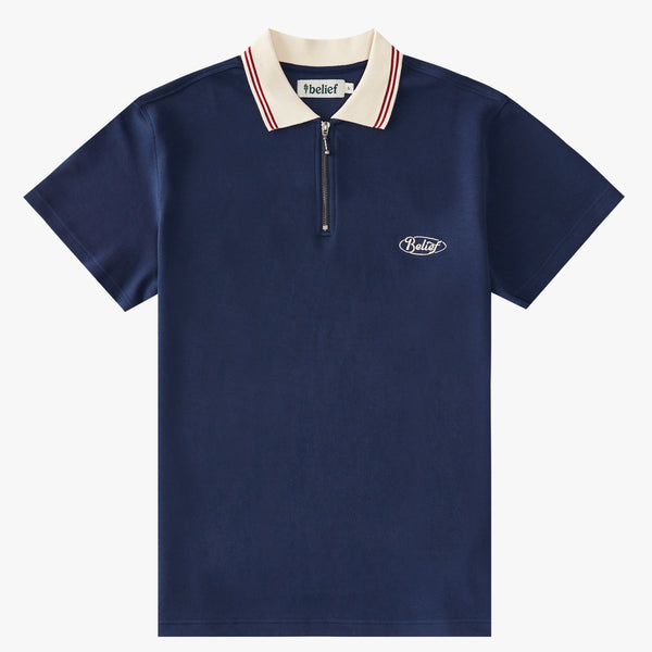 Pique 1/4 Zip Polo - Navy