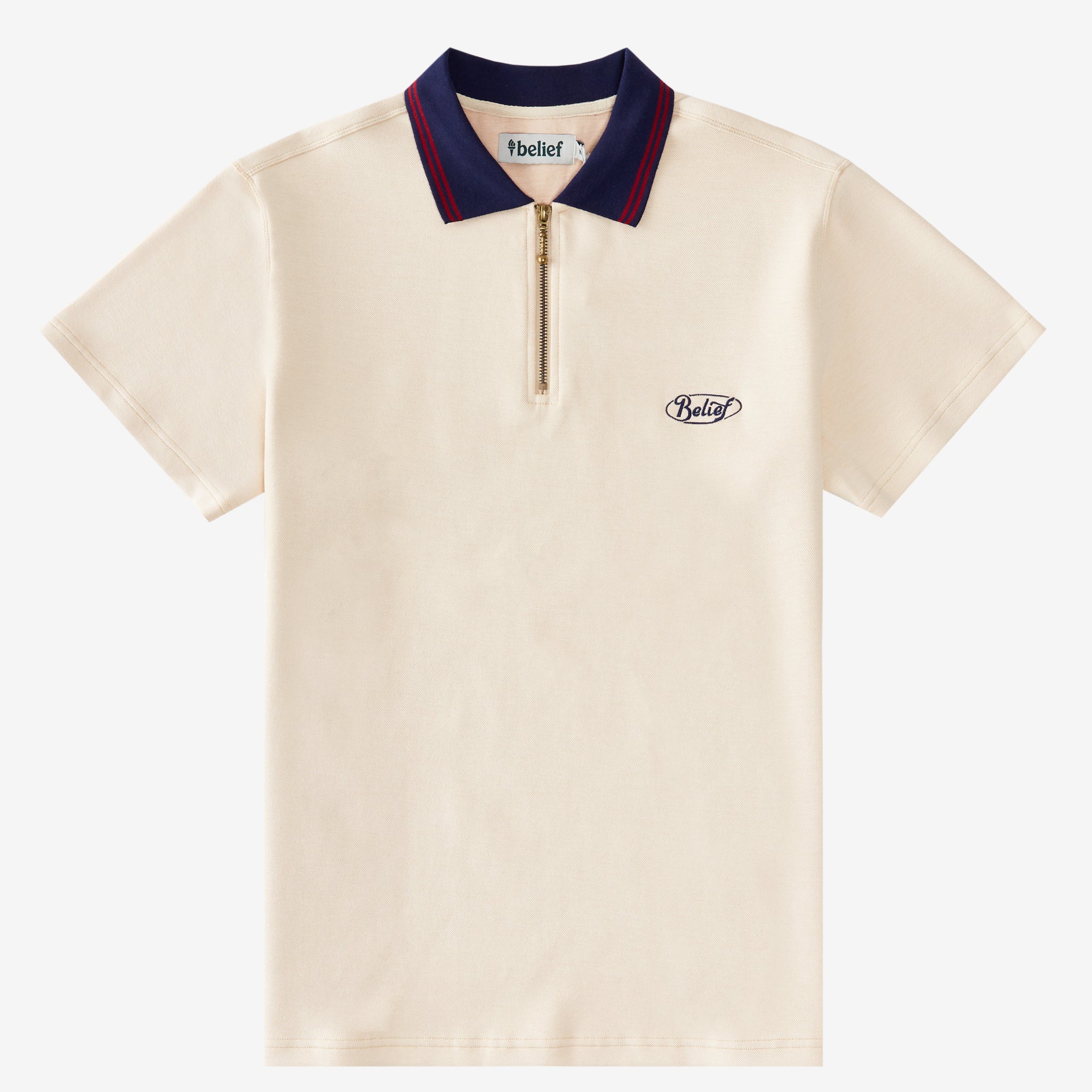 Pique 1/4 Zip Polo - Natural – Belief NYC