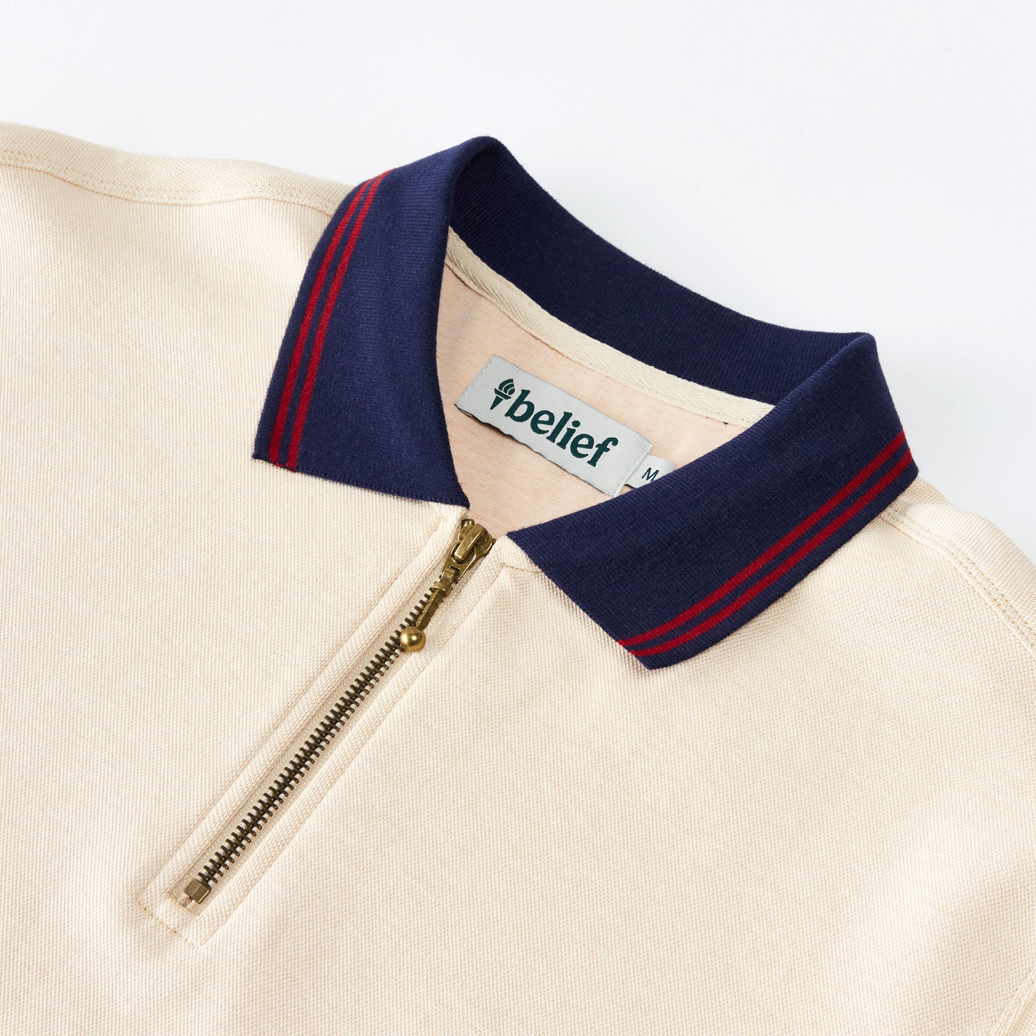 Pique 1/4 Zip Polo - Natural – Belief NYC