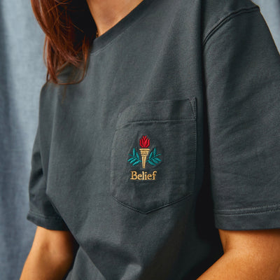 Premium Crest Pocket Tee - Pepper