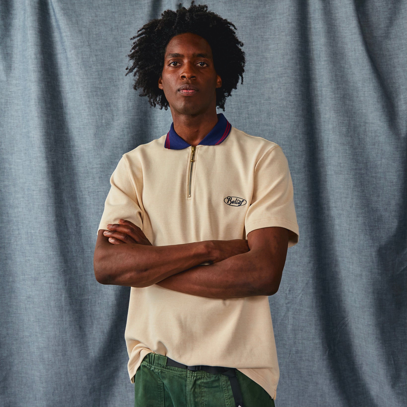 Pique 1/4 Zip Polo - Natural – Belief NYC