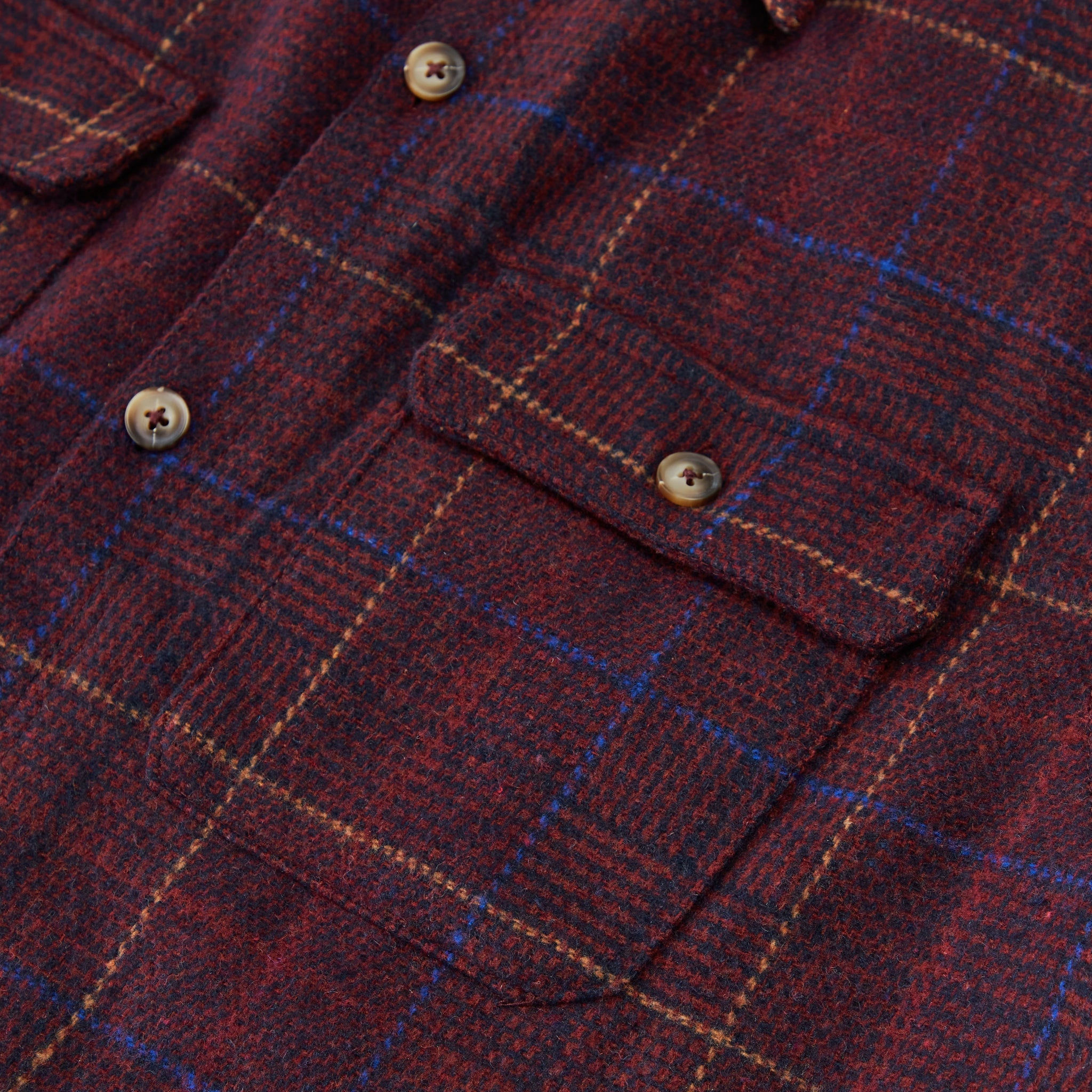 Quilted Flannel Overshirt - Burgundy