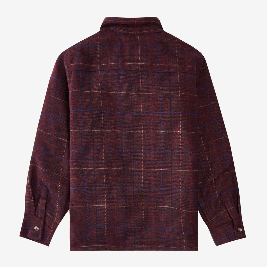 Quilted Flannel Overshirt - Burgundy