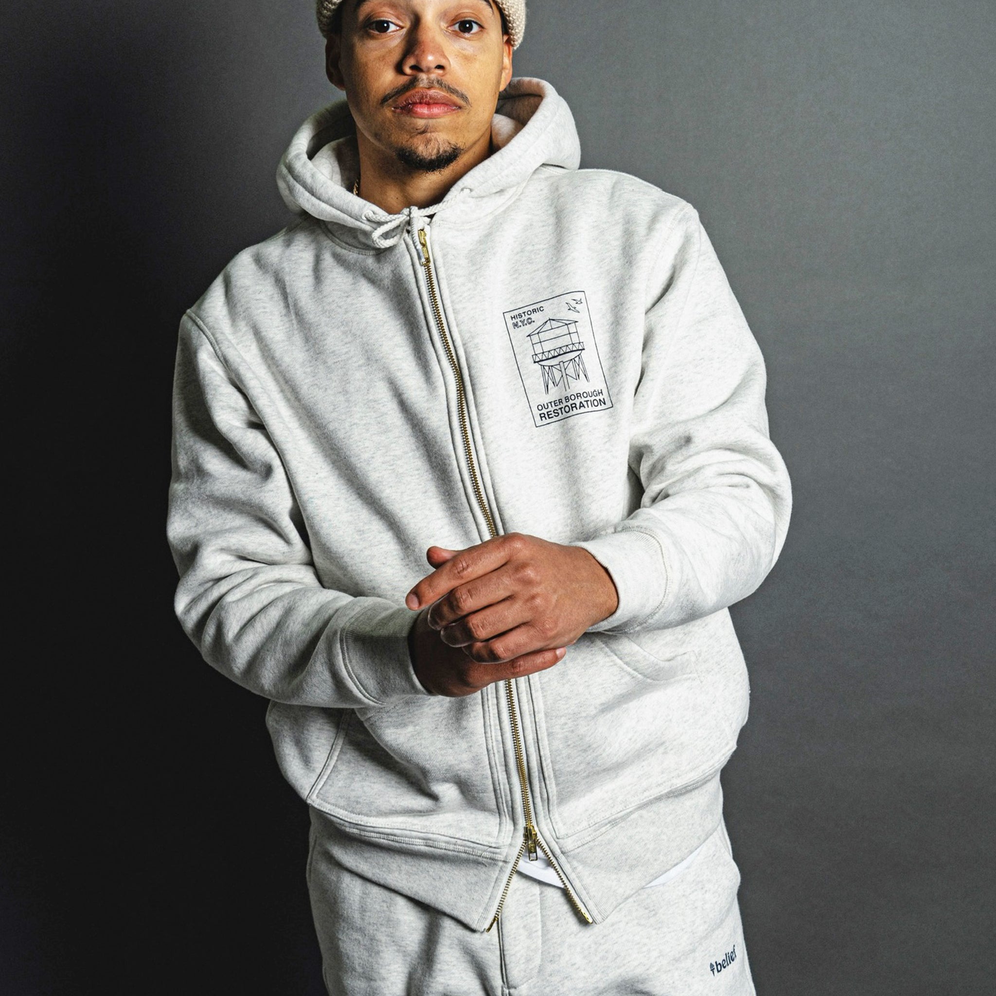 Thermal Lined Zip Hoody - Oatmeal Heather